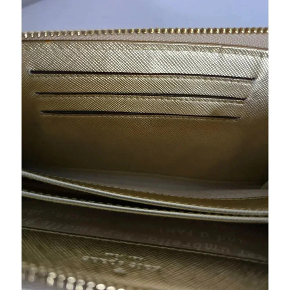Kate Spade New York Talk Is Chic WALLET Gold Saffiano Wristlet Wallet - Picture 11 of 11